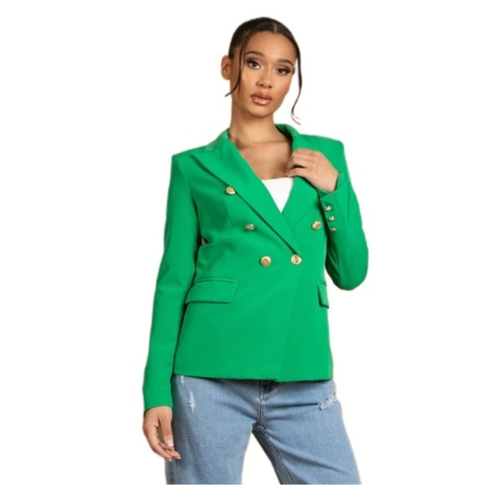 ATTENTIF Paris Green double breasted blazer|XS